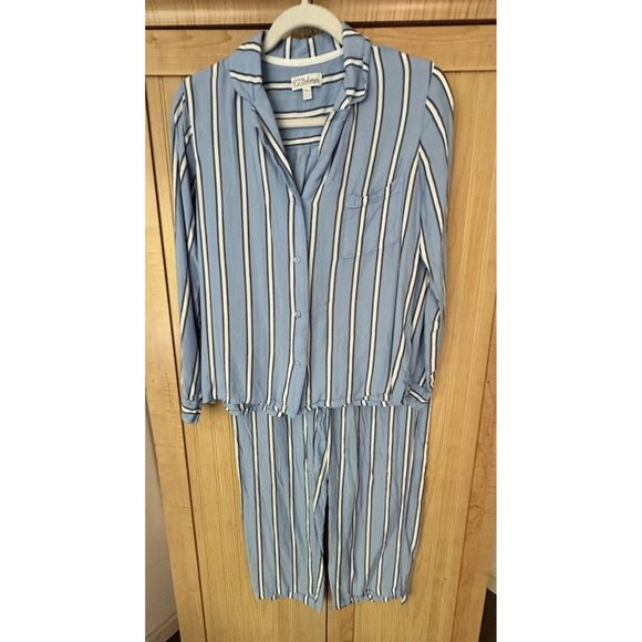 PJ Salvage Women's Shirt Pant Set Stripe Hype Set Blue White SZ XS Lightweight - Picture 6 of 6